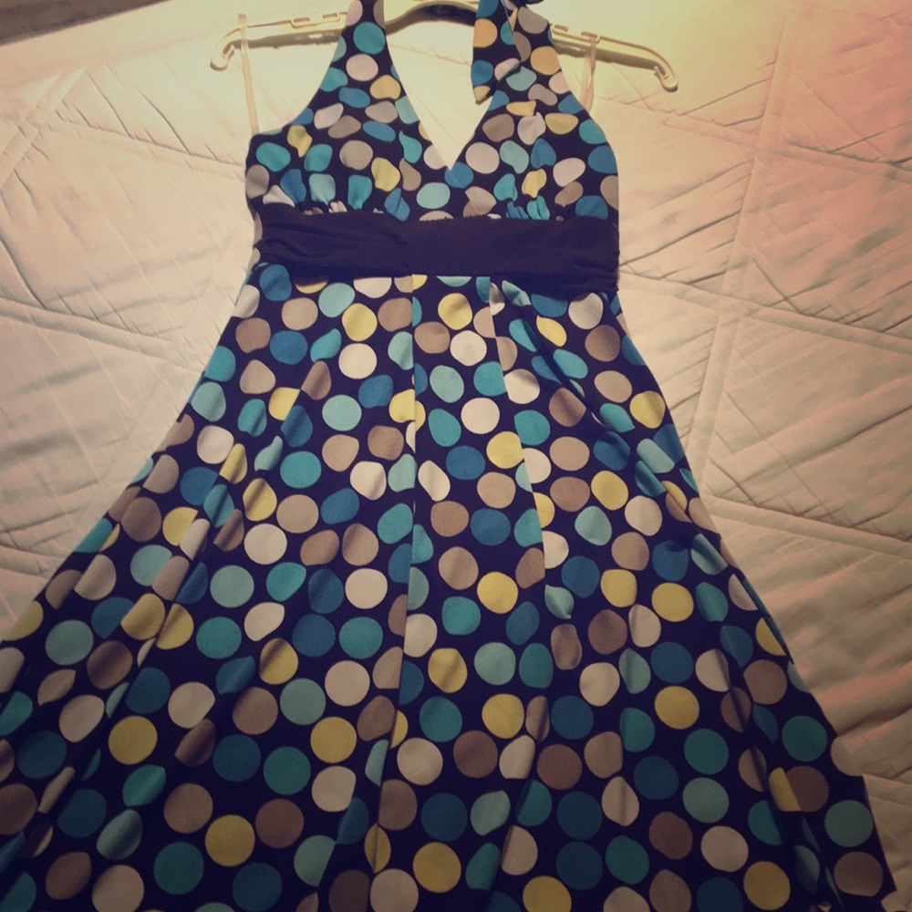 Strapless polka dot dress